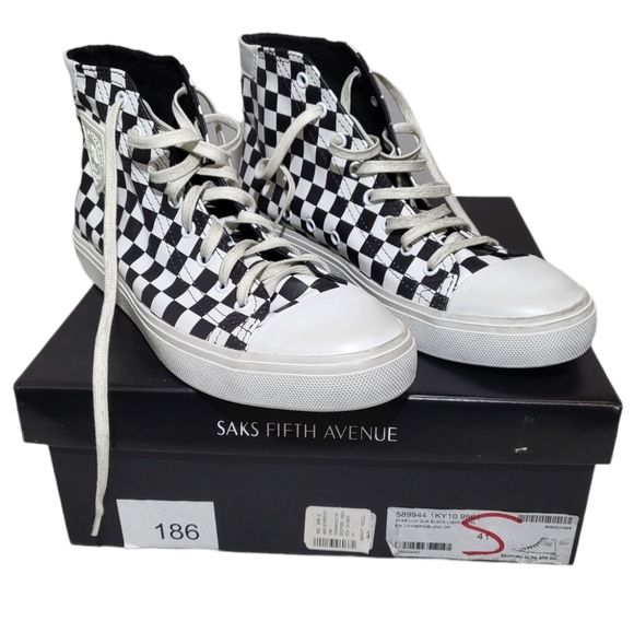 Saint Laurent Sneakers Women's Checkerboard Hightop Leather - Picture 10 of 12